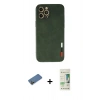MARSİLYAN™- iPhone 12 Pro Max Kılıf Doruk Asil Koleksiyonu - Siyah 20D Premium Cam Ekran Koruyucu + Shine Kamera Lens Koruma Cam - GD
