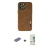 MARSİLYAN™- iPhone 12 Pro Max Kılıf Doruk Asil Koleksiyonu - Siyah 20D Premium Cam Ekran Koruyucu + Renkli Kamera Lens Koruma Cam - MI
