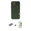 MARSİLYAN™- iPhone 12 Pro Max Kılıf Doruk Asil Koleksiyonu - Siyah 20D Premium Cam Ekran Koruyucu + Renkli Kamera Lens Koruma Cam - MI