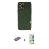 MARSİLYAN™- iPhone 12 Pro Max Kılıf Doruk Asil Koleksiyonu - Siyah 20D Premium Cam Ekran Koruyucu + Renkli Kamera Lens Koruma Cam - TU