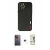 MARSİLYAN™- iPhone 12 Pro Max Kılıf Doruk Asil Koleksiyonu - Siyah 20D Premium Cam Ekran Koruyucu + Sarı Neon Fosforlu Kamera Lens