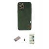 MARSİLYAN™- iPhone 12 Pro Max Kılıf Doruk Asil Koleksiyonu - Siyah 20D Premium Cam Ekran Koruyucu + Shine Kamera Lens Koruma Cam - SABE