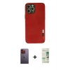 MARSİLYAN™- iPhone 12 Pro Max Kılıf Doruk Asil Koleksiyonu - Siyah 20D Premium Cam Ekran Koruyucu + Neon Fosforlu Kamera Lens - TU