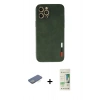 MARSİLYAN™- iPhone 12 Pro Max Kılıf Doruk Asil Koleksiyonu - Siyah 20D Premium Cam Ekran Koruyucu + Renkli Kamera Lens Koruma Cam - YL