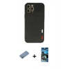 MARSİLYAN™- iPhone 12 Pro Max Kılıf Doruk Asil Koleksiyonu - Siyah 34D Izgaralı Cam + Shine Kamera Lens Koruma Cam - GS
