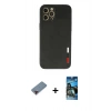 MARSİLYAN™- iPhone 12 Pro Max Kılıf Doruk Asil Koleksiyonu - Siyah 34D Izgaralı Cam + Metal Kamera Lens Koruma Cam - KI
