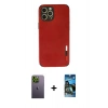 MARSİLYAN™- iPhone 12 Pro Max Kılıf Doruk Asil Koleksiyonu - Siyah 34D Izgaralı Cam + Neon Fosforlu Kamera Lens - YL