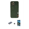 MARSİLYAN™- iPhone 12 Pro Max Kılıf Doruk Asil Koleksiyonu - Siyah 34D Izgaralı Cam + Renkli Kamera Lens Koruma Cam - SI