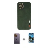 MARSİLYAN™- iPhone 12 Pro Max Kılıf Doruk Asil Koleksiyonu - Siyah 34D Izgaralı Cam + Neon Fosforlu Kamera Lens - SI
