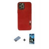 MARSİLYAN™- iPhone 12 Pro Max Kılıf Doruk Asil Koleksiyonu - Siyah 34D Izgaralı Cam + Shine Kamera Lens Koruma Cam - PE