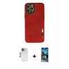 MARSİLYAN™- iPhone 12 Pro Max Kılıf Doruk Asil Koleksiyonu - Siyah 34D Izgaralı Cam + Shine Kamera Lens - LT