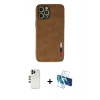MARSİLYAN™- iPhone 12 Pro Max Kılıf Doruk Asil Koleksiyonu - Siyah 3D Antistatik Cam Ekran Koruyucu + Shine Kamera Lens - GD