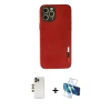 MARSİLYAN™- iPhone 12 Pro Max Kılıf Doruk Asil Koleksiyonu - Siyah 3D Antistatik Cam Ekran Koruyucu + Shine Kamera Lens - GD