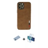 MARSİLYAN™- iPhone 12 Pro Max Kılıf Doruk Asil Koleksiyonu - Siyah 3D Antistatik Cam Ekran Koruyucu + Shine Kamera Lens Koruma Cam - MI