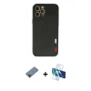 MARSİLYAN™- iPhone 12 Pro Max Kılıf Doruk Asil Koleksiyonu - Siyah 3D Antistatik Cam Ekran Koruyucu + Metal Kamera Lens Koruma Cam - KI