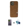 MARSİLYAN™- iPhone 12 Pro Max Kılıf Doruk Asil Koleksiyonu - Siyah 3D Antistatik Cam Ekran Koruyucu + Neon Fosforlu Kamera Lens - YL