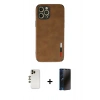MARSİLYAN™- iPhone 12 Pro Max Kılıf Doruk Asil Koleksiyonu - Siyah 3D Antistatik Hayalet Cam Ekran Koruyucu + Shine Kamera Lens - GD