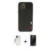 MARSİLYAN™- iPhone 12 Pro Max Kılıf Doruk Asil Koleksiyonu - Siyah 3D Antistatik Hayalet Cam Ekran Koruyucu + Shine Kamera Lens - LT