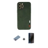 MARSİLYAN™- iPhone 12 Pro Max Kılıf Doruk Asil Koleksiyonu - Siyah 3D Antistatik Hayalet Cam Ekran Koruyucu + Shine Kamera Lens Koruma Cam - PE