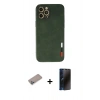 MARSİLYAN™- iPhone 12 Pro Max Kılıf Doruk Asil Koleksiyonu - Siyah 3D Antistatik Hayalet Cam Ekran Koruyucu + Shine Kamera Lens Koruma Cam - SABE