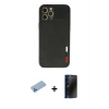 MARSİLYAN™- iPhone 12 Pro Max Kılıf Doruk Asil Koleksiyonu - Siyah 3D Antistatik Hayalet Cam Ekran Koruyucu + Shine Kamera Lens Koruma Cam - MI