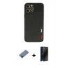 MARSİLYAN™- iPhone 12 Pro Max Kılıf Doruk Asil Koleksiyonu - Siyah 3D Antistatik Hayalet Cam Ekran Koruyucu + Shine Kamera Lens Koruma Cam - SH