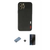MARSİLYAN™- iPhone 12 Pro Max Kılıf Doruk Asil Koleksiyonu - Siyah 3D Antistatik Hayalet Cam Ekran Koruyucu + Shine Kamera Lens Koruma Cam - GS