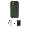 MARSİLYAN™- iPhone 12 Pro Max Kılıf Doruk Asil Koleksiyonu - Siyah 3D Antistatik Hayalet Cam Ekran Koruyucu + Shine Kamera Lens - LT