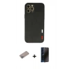 MARSİLYAN™- iPhone 12 Pro Max Kılıf Doruk Asil Koleksiyonu - Siyah 3D Antistatik Hayalet Cam Ekran Koruyucu + Shine Kamera Lens Koruma Cam - SABE