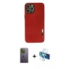 MARSİLYAN™- iPhone 12 Pro Max Kılıf Doruk Asil Koleksiyonu - Siyah 3D Antistatik Seramik Nano Ekran Koruyucu + Neon Fosforlu Kamera Lens - YL
