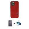 MARSİLYAN™- iPhone 12 Pro Max Kılıf Doruk Asil Koleksiyonu - Siyah 3D Antistatik Seramik Nano Ekran Koruyucu + Neon Fosforlu Kamera Lens - BZ