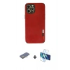 MARSİLYAN™- iPhone 12 Pro Max Kılıf Doruk Asil Koleksiyonu - Siyah 3D Antistatik Seramik Nano Ekran Koruyucu + Renkli Kamera Lens Koruma Cam - SI