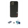MARSİLYAN™- iPhone 12 Pro Max Kılıf Doruk Asil Koleksiyonu - Siyah 3D Antistatik Seramik Nano Ekran Koruyucu + Renkli Kamera Lens Koruma Cam - YL