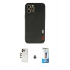 MARSİLYAN™- iPhone 12 Pro Max Kılıf Doruk Asil Koleksiyonu - Siyah 5D Eko Cam Ekran Koruyucu + Shine Kamera Lens - GD