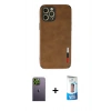 MARSİLYAN™- iPhone 12 Pro Max Kılıf Doruk Asil Koleksiyonu - Siyah 5D Eko Cam Ekran Koruyucu + Neon Fosforlu Kamera Lens - YL