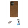 MARSİLYAN™- iPhone 12 Pro Max Kılıf Doruk Asil Koleksiyonu - Siyah 5D Eko Cam Ekran Koruyucu + Shine Kamera Lens Koruma Cam - SABE