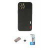 MARSİLYAN™- iPhone 12 Pro Max Kılıf Doruk Asil Koleksiyonu - Siyah 5D Eko Cam Ekran Koruyucu + Shine Kamera Lens Koruma Cam - SABE
