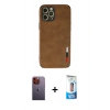 MARSİLYAN™- iPhone 12 Pro Max Kılıf Doruk Asil Koleksiyonu - Siyah 5D Eko Cam Ekran Koruyucu + Neon Fosforlu Kamera Lens - TU