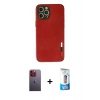MARSİLYAN™- iPhone 12 Pro Max Kılıf Doruk Asil Koleksiyonu - Siyah 5D Eko Cam Ekran Koruyucu + Neon Fosforlu Kamera Lens - TU