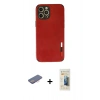 MARSİLYAN™- iPhone 12 Pro Max Kılıf Doruk Asil Koleksiyonu - Siyah 6D Mat Seramik Hayalet Nano Ekran Koruyucu + Renkli Kamera Lens Koruma Cam - PE