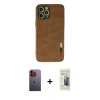 MARSİLYAN™- iPhone 12 Pro Max Kılıf Doruk Asil Koleksiyonu - Siyah 6D Mat Seramik Hayalet Nano Ekran Koruyucu + Neon Fosforlu Kamera Lens - TU
