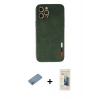 MARSİLYAN™- iPhone 12 Pro Max Kılıf Doruk Asil Koleksiyonu - Siyah 6D Mat Seramik Hayalet Nano Ekran Koruyucu + Shine Kamera Lens Koruma Cam - GS