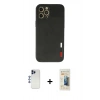 MARSİLYAN™- iPhone 12 Pro Max Kılıf Doruk Asil Koleksiyonu - Siyah 6D Mat Seramik Hayalet Nano Ekran Koruyucu + Shine Kamera Lens - LT