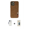 MARSİLYAN™- iPhone 12 Pro Max Kılıf Doruk Asil Koleksiyonu - Siyah 6D Mat Seramik Hayalet Nano Ekran Koruyucu + Shine Kamera Lens - LT