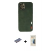 MARSİLYAN™- iPhone 12 Pro Max Kılıf Doruk Asil Koleksiyonu - Siyah 6D Mat Seramik Hayalet Nano Ekran Koruyucu + Renkli Kamera Lens Koruma Cam - PE