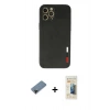 MARSİLYAN™- iPhone 12 Pro Max Kılıf Doruk Asil Koleksiyonu - Siyah 6D Mat Seramik Hayalet Nano Ekran Koruyucu + Siyah Shine Kamera Lens Koruma Cam