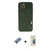 MARSİLYAN™- iPhone 12 Pro Max Kılıf Doruk Asil Koleksiyonu - Siyah 6D Mat Seramik Hayalet Nano Ekran Koruyucu + Siyah Shine Kamera Lens Koruma Cam