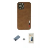 MARSİLYAN™- iPhone 12 Pro Max Kılıf Doruk Asil Koleksiyonu - Siyah 6D Mat Seramik Hayalet Nano Ekran Koruyucu + Siyah Shine Kamera Lens Koruma Cam