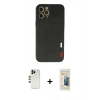 MARSİLYAN™- iPhone 12 Pro Max Kılıf Doruk Asil Koleksiyonu - Siyah 6D Mat Seramik Hayalet Nano Ekran Koruyucu + Shine Kamera Lens - GD