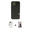 MARSİLYAN™- iPhone 12 Pro Max Kılıf Doruk Asil Koleksiyonu - Siyah Bilvis Hayalet Cam Ekran Koruyucu + Shine Kamera Lens - GD